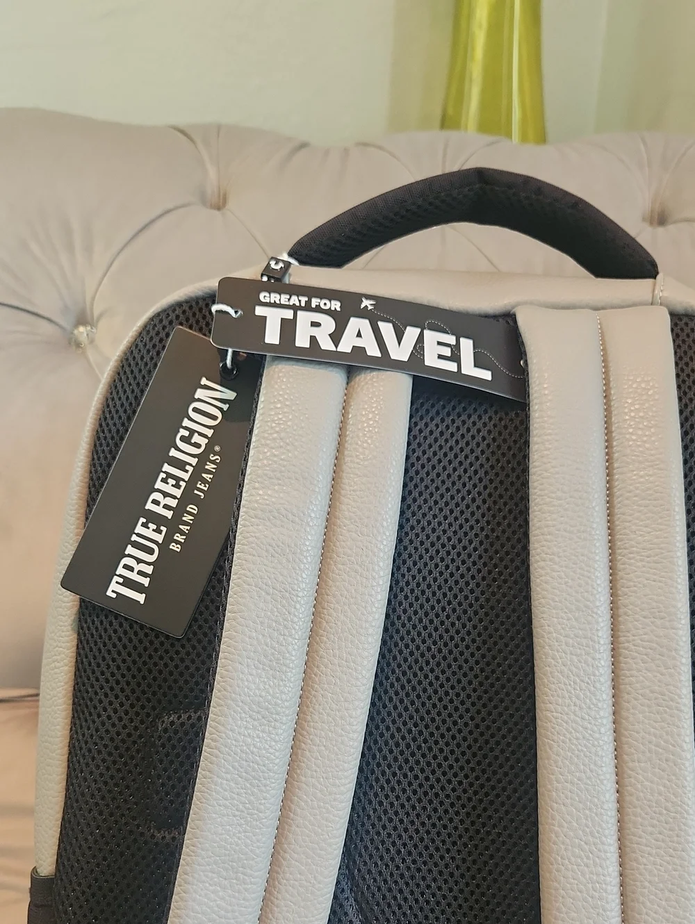 True Religion Gray. and Black Dual-Pocket Backpack